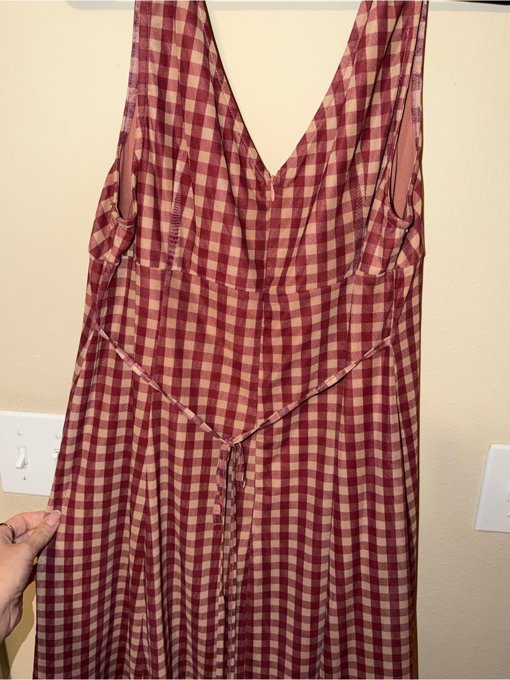Cider Burgundy & Cream Gingham Dress - Picture 3 of 3